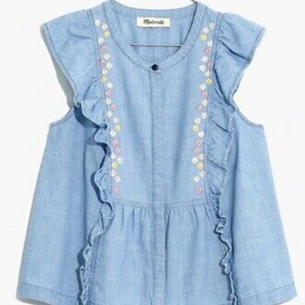 Madewell embroidered chambray top